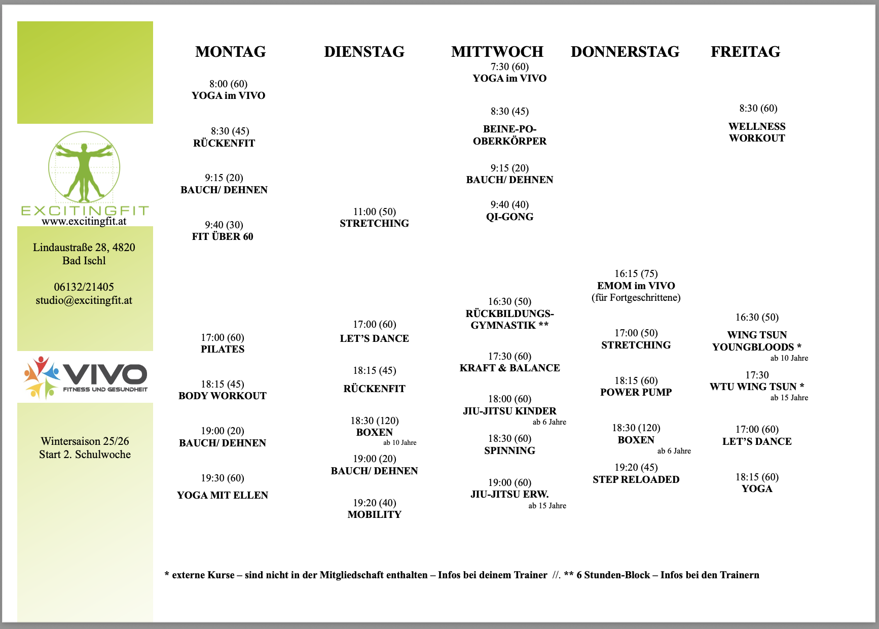 Fitnessstudio Bad Ischl Kurse